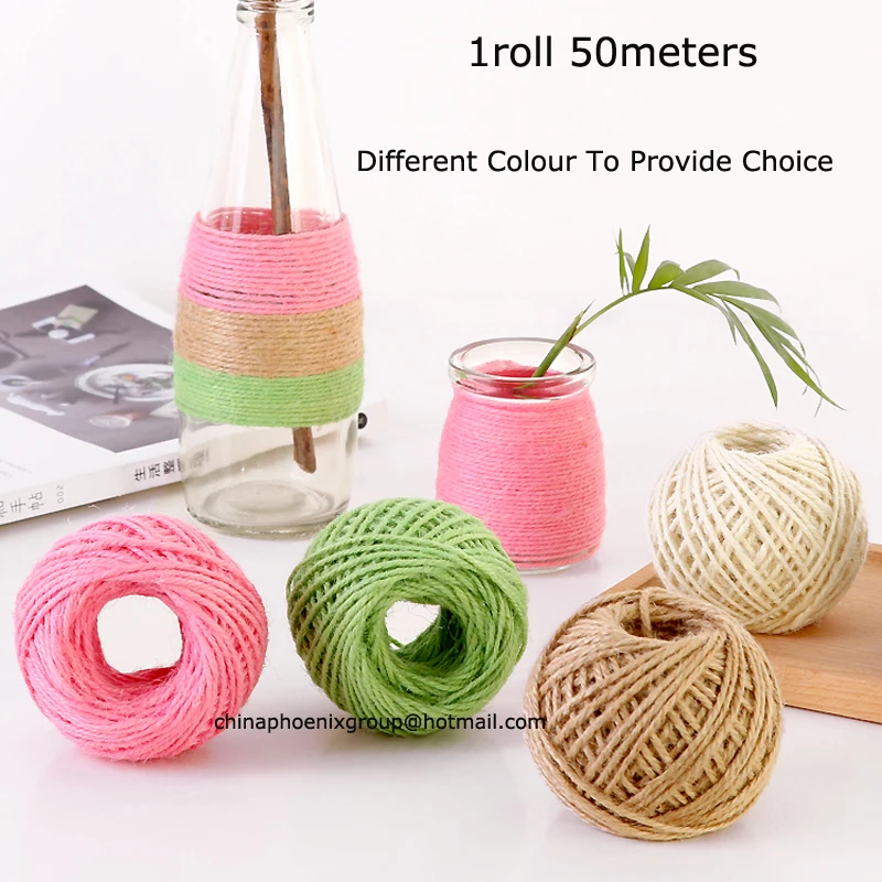 

1roll 50meters Colored Decorative Twisted Cord DIY Natural Hemp Rope Braided Linen Cord Jute Rope Yarn Corda Kordel Cuerda Touw