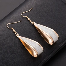 Brincos longos dangle para mulheres Silver Gold Crystal Scrub Drop Hook font b Earrings b font