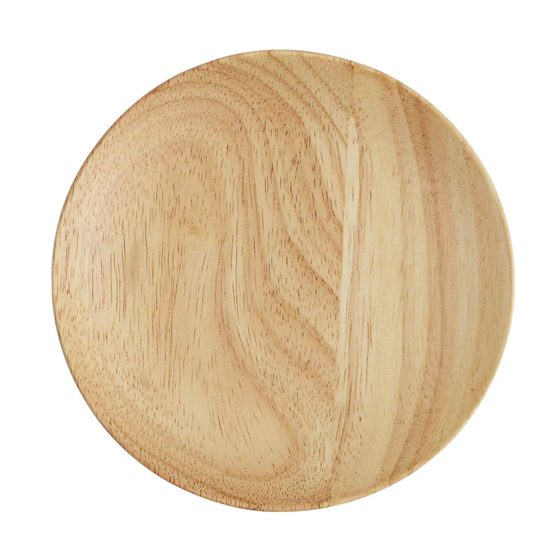 Round Wooden Plates Large Small Wood Serving Tray Tea Plate Wood Dessert Cake Dishes Salad Plate Wood Kitchen Utensils Tableware (7)