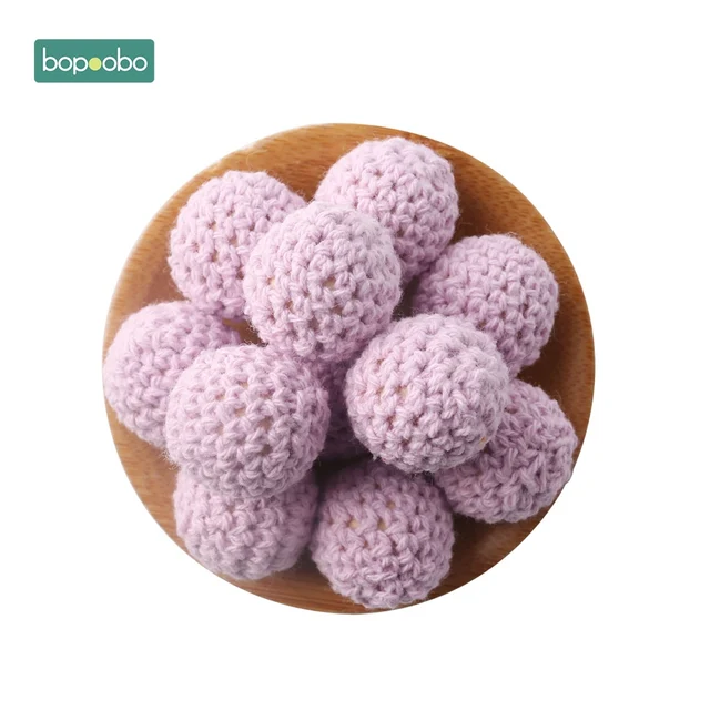Bopoobo 20mm 10pcs Wooden Crochet Beads Chewable Beads DIY Wooden Teething Knitting Beads Jewelry Crib Sensory Toy Baby Teether 18