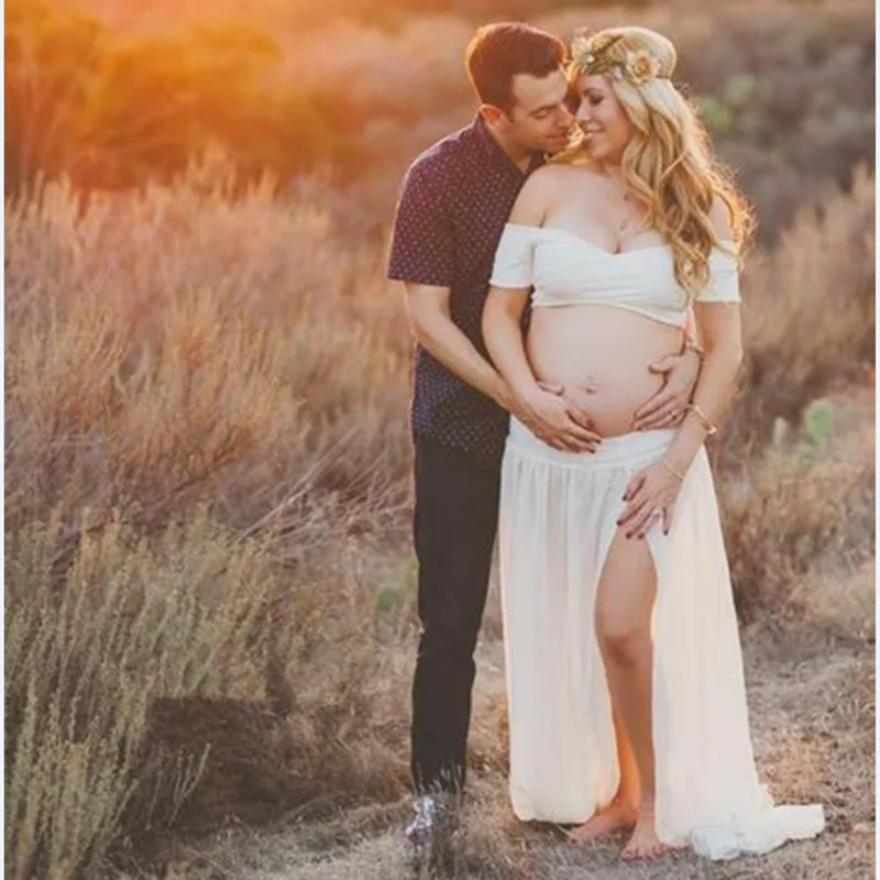 

Summer Comfortable Cotton Chiffon Maternity Dresses Mop Short-sleeved Dress Maternity Photography Props Fashion Pregnancy Dress