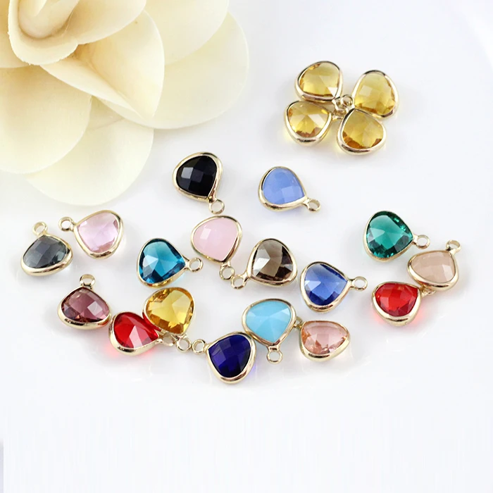 8PCS 10X12MM Bezel Gem Pendants Charms Triangle Bezel Pendant with Gold Plated Edge Diy Jewelry