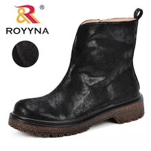 ROYYNA New Designer Fashion Women Boots Synthetic Ankle Boots Round Toe Casual Shoes Woman Flat Heels Shoes Zapatos De Mujer цена ROYYNA New Designer Fashion Women Boots Synthetic Ankle Boots Round Toe Casual Shoes Woman Flat Heels Shoes Zapatos De Mujer цены онлайн