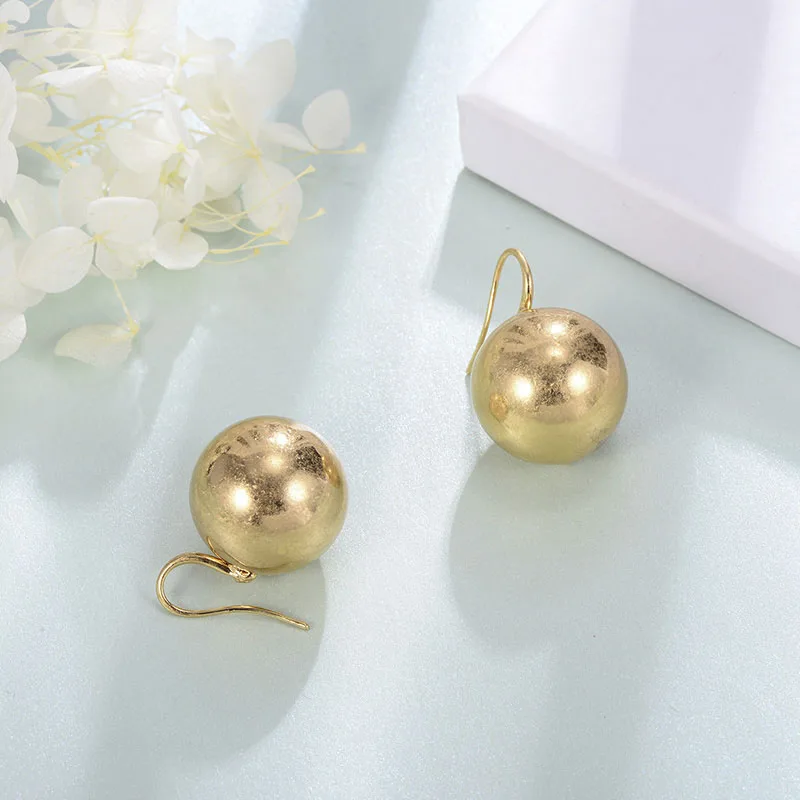 

Korean Style Drop Earrings Round Ball Silver/Gold Dangle Fashion Earring Brincos Zinc Alloy Sensitive Ears Modern Ear Hook