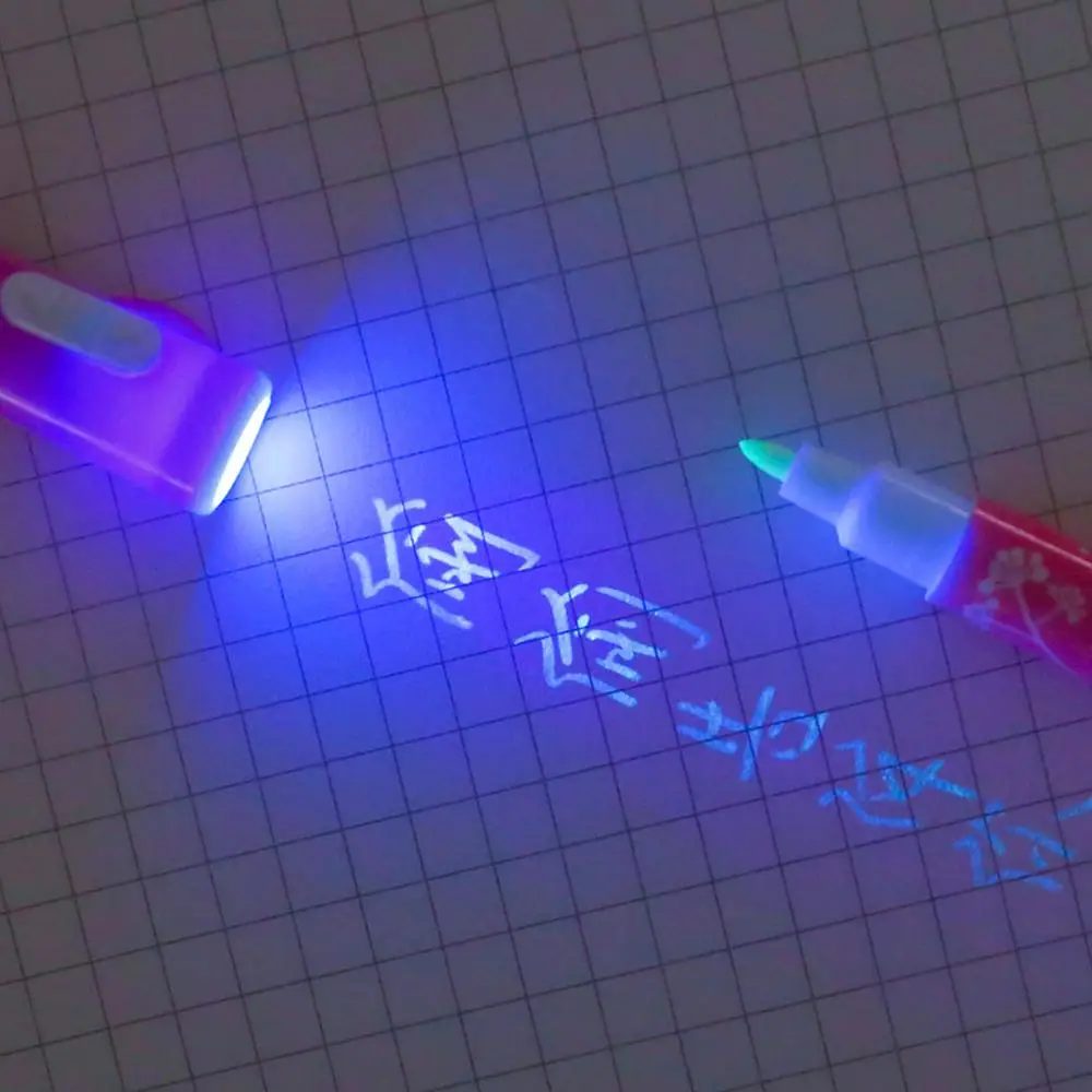 Magic 2 In 1 UV LED Light Ultra Violet Flashlight Marker Drawing Penlight Highlighter Invisible Ink Pen School Office Stationery