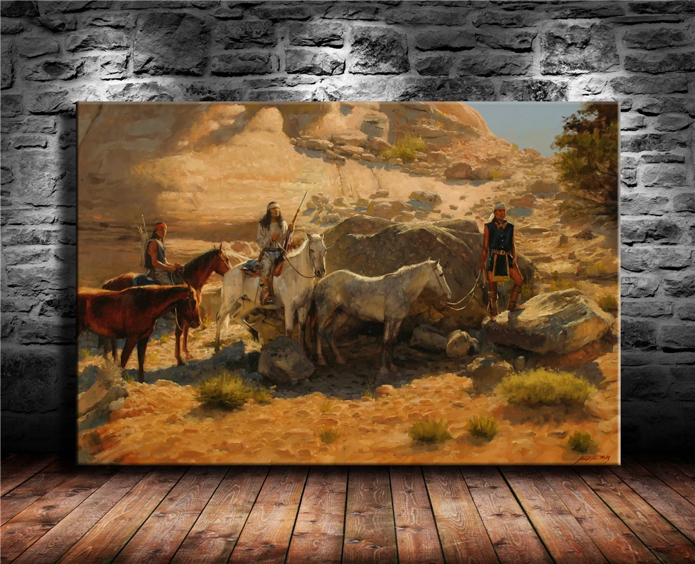 

Andy Thomas western landscape cowboy style gift canvas painting living room bedroom home decor modern wall art oil painting #051