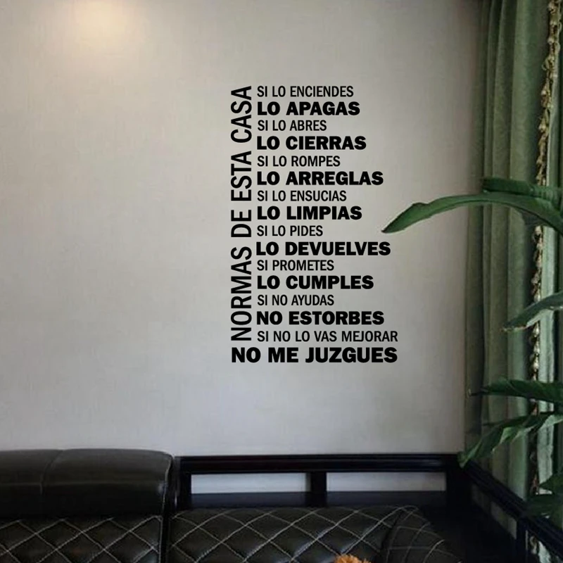 Espanola Normas De Casa Etiqueta De La Pared Decoracion Familia