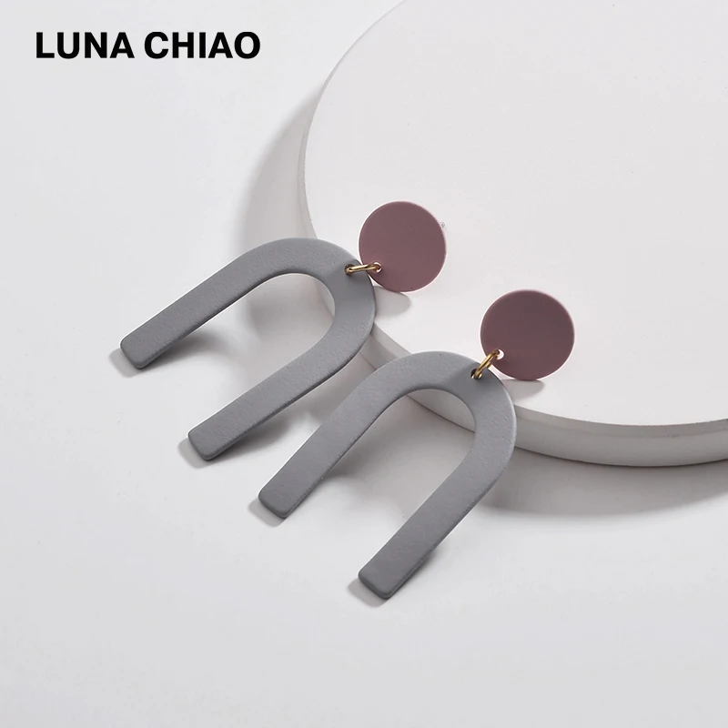 LUNA CHIAO 2018 осенние цветные лакированные u образные металлические геометрические