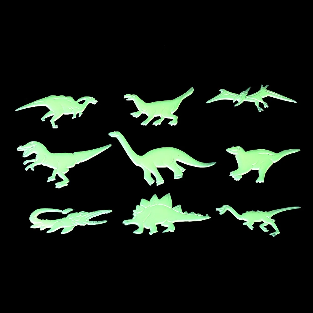 1set 9pcs Glow In The Dark Dinosaurs Toys Stickers Ceiling Decal