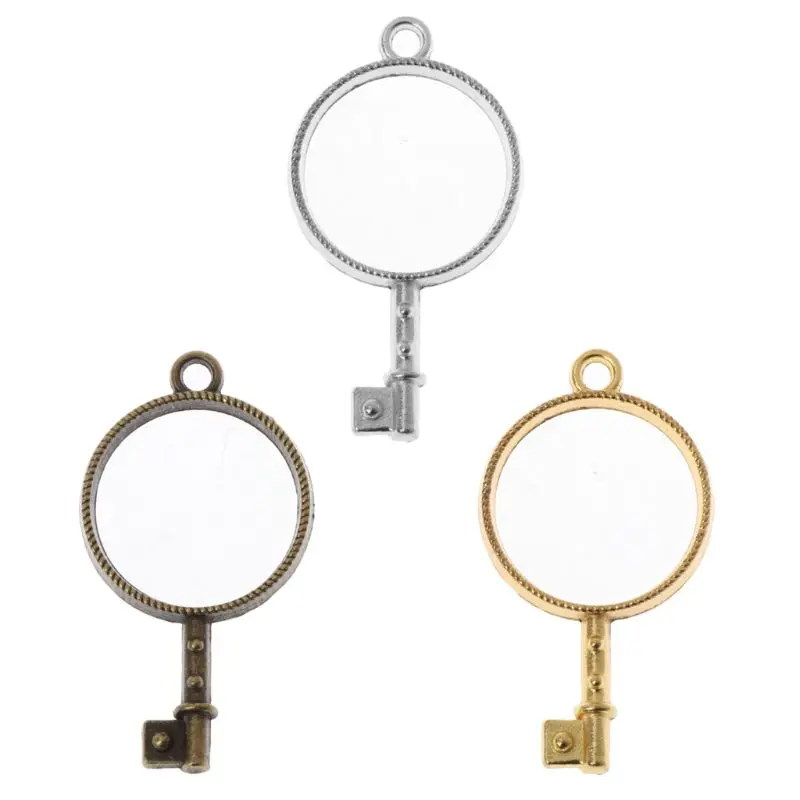 

5Pcs Round Key Pendant UV Resin Frame Open Bezel Setting Resin Jewelry Making