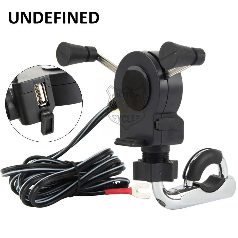 

3.5-6'' Motorcycle Handlebar Cell Phone Holder W/Charger USB Port 5V 2A Universal For Benelli Ducati Triumph Victory 22mm-28mm