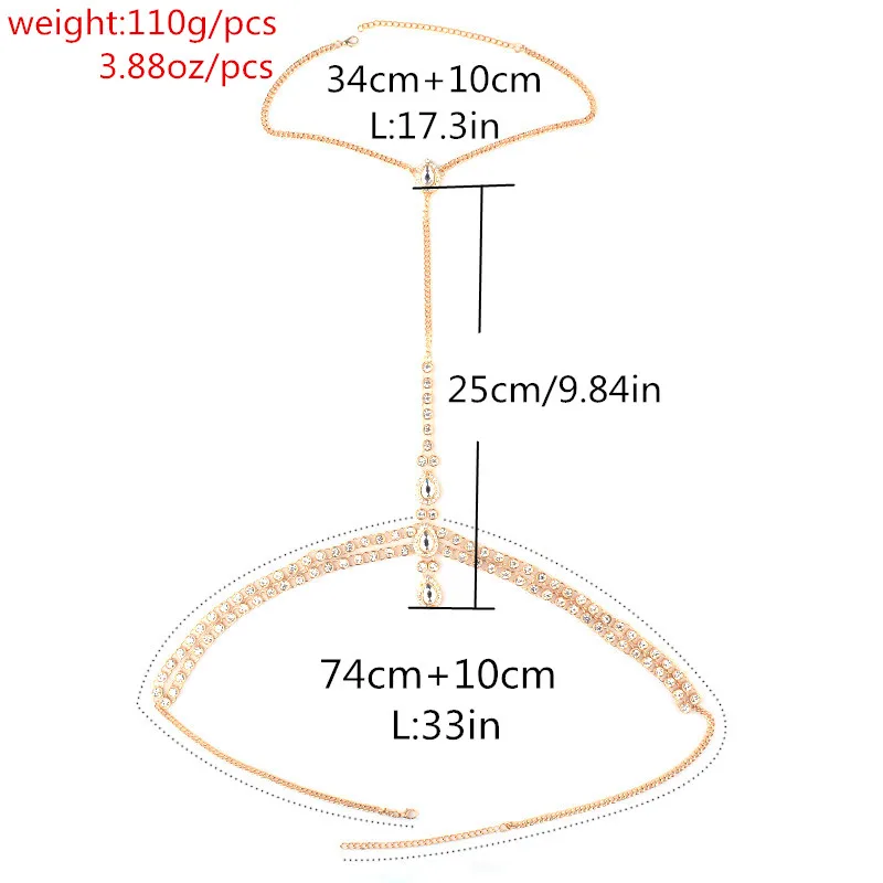 Ingemark двухслойная цепочка на шею в стиле бохо, Ослепительные стразы, пляжные вечерние украшения для тела с кристаллами