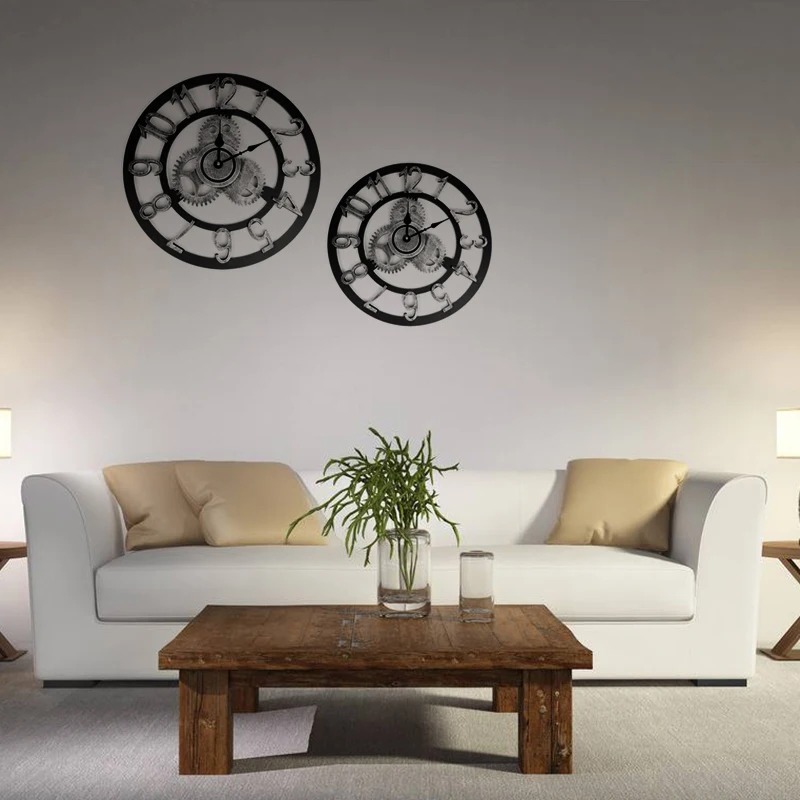 

Handmade 3d Retro Rustic Wall Clock Decorative Luxury Art Big Gear Clock Wooden Vintage Large Wall Clock On The Wall 32-40cm
