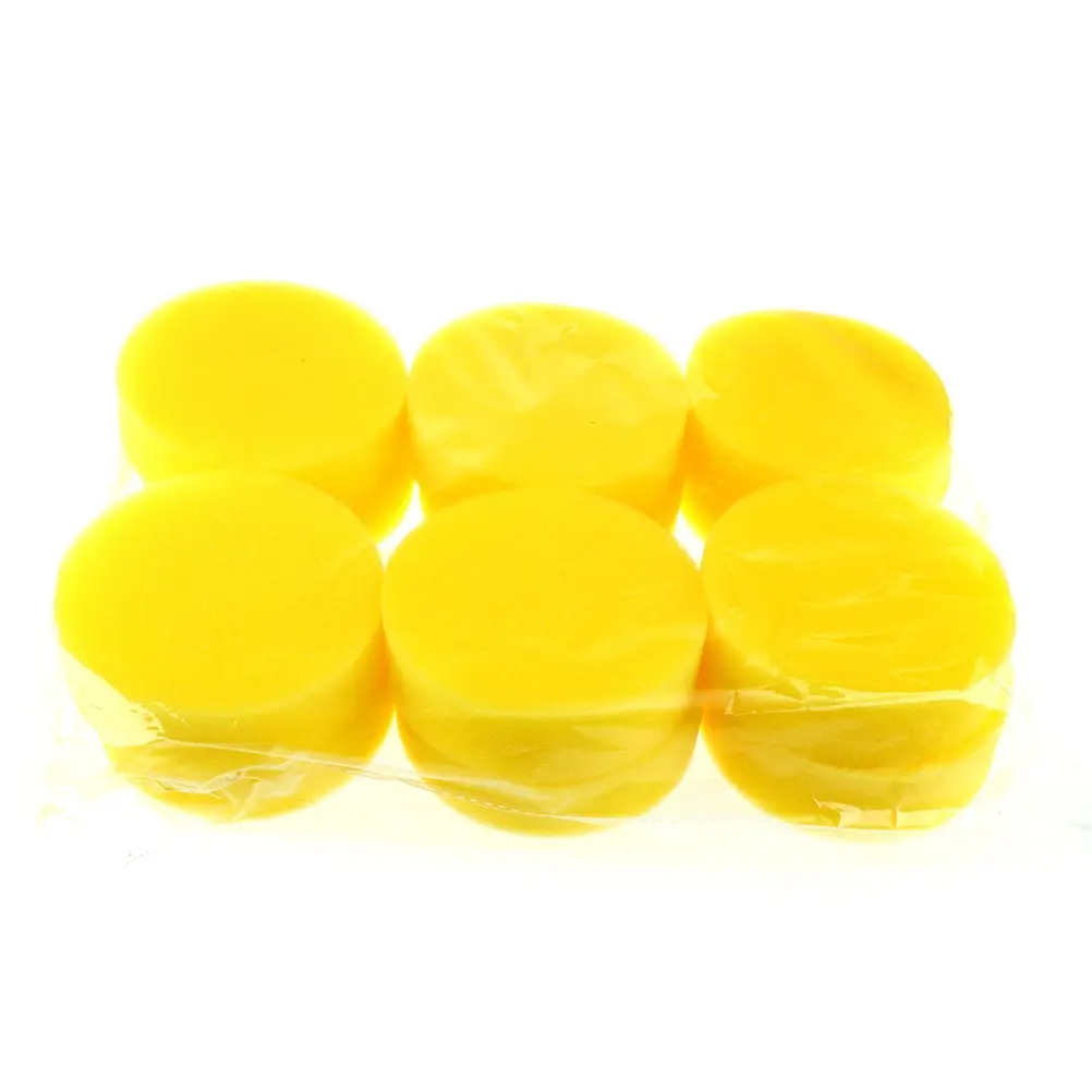12 Pcs/set Yellow Foam Sponge Car Vehicle Glass Automobile Care Waxing Wax Polish Cleaning Fine Pads Tool Supplies