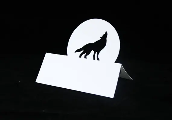 Carte De Lieu De Mariage Loup Avec Pleine Lune Marque De Table De Fete Prenatale Marqueurs D Escorte Pour Sieges D Anniversaire Aliexpress