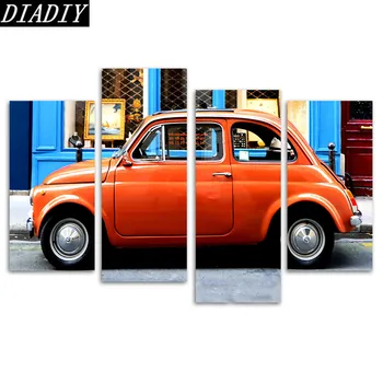 

4 pcs/set,5D Diamond Painting bus car pattern Full round Drill Pasted Cross-Stitch Home Decorative Mosaic Pictures