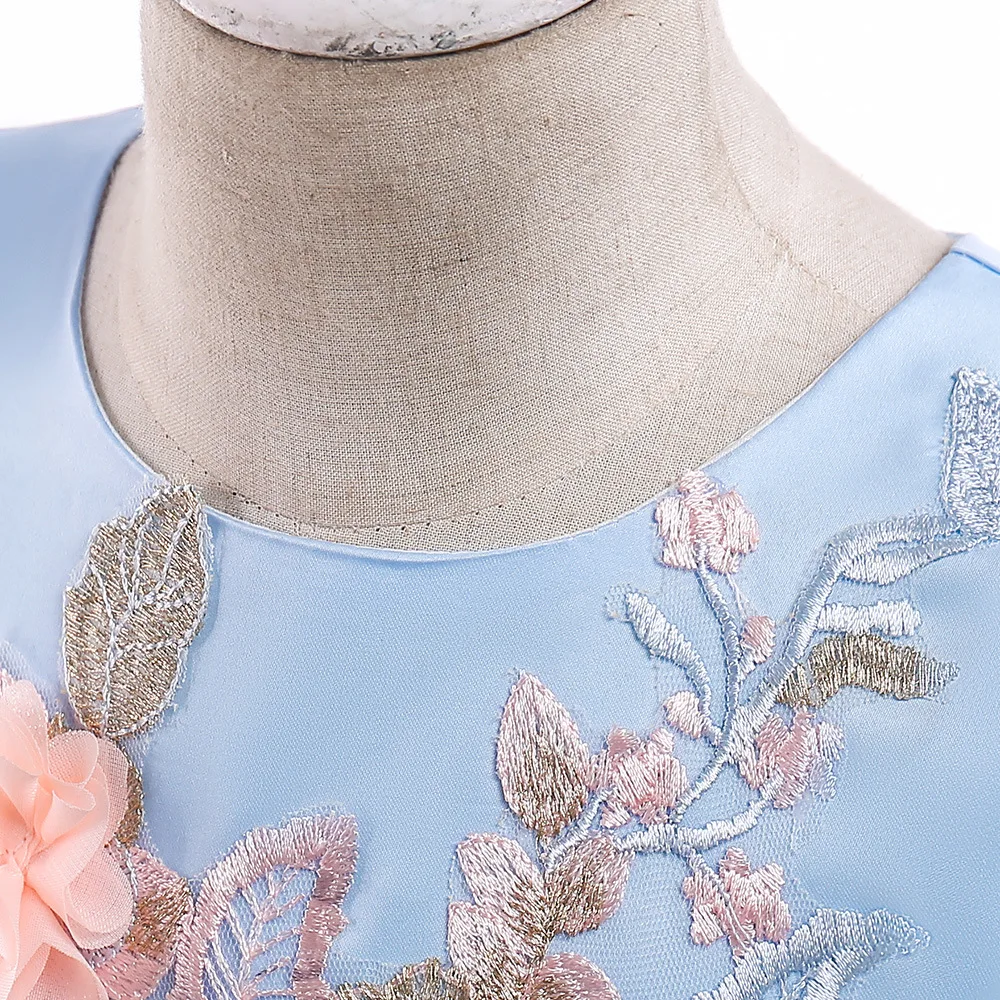 2018 Flower Girls Dress Cute Embroidery Princess Party Wedding Kids Dresses For Girls Sleeveless Tulle Children Costumes 12 Year (18)