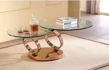  font b Tea b font table can rotate function Stainless steel tempered glass font b