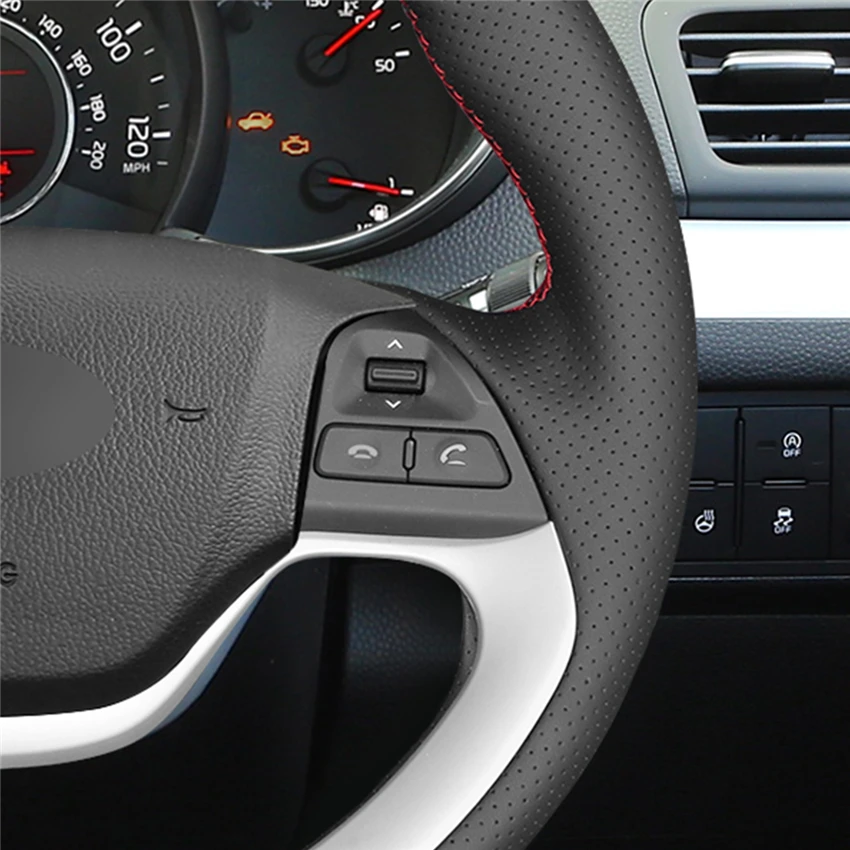 Оплетка рулевого колеса MEWANT из Натуральной Черной Кожи Для Kia Morning 2011 2016 Picanto 2012