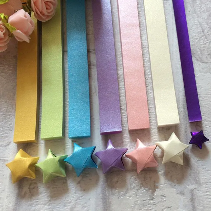 240pcs Origami Lucky Star Paper Strips Folding Paper Ribbons Colors OD 