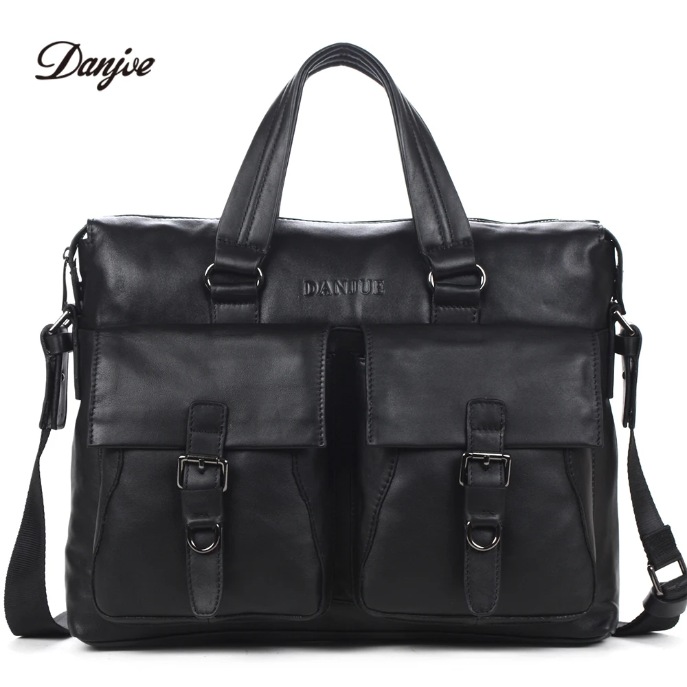 

DANJUE Men Business Briefcase Genuine Leather Big Capacity Men Handbag Fashion Men Bags Double Bag Messenger Bag Male