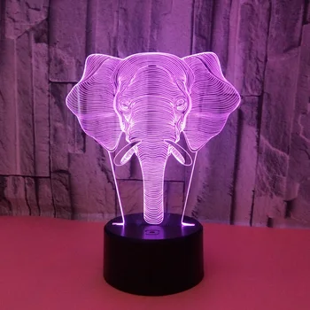 

Elephant 3d Colorful Touch Nightlight Usb Led Stereo Vision 3d Light Fixtures 7 color change baby room night lamp