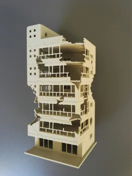 

1:14:1:10 hg. The scene model of the damaged buildings is glue-free assembl