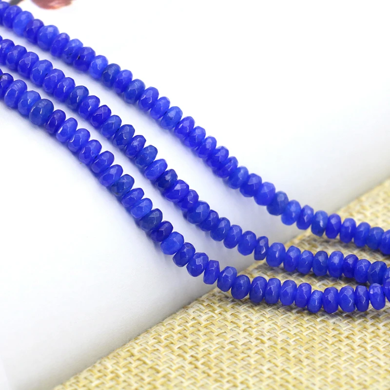 

Hot sale 2X4mm Faceted deep blue chalcedony abacus shaped loose beads 15" 2pcs/lot charming DIY fit women jewelry making