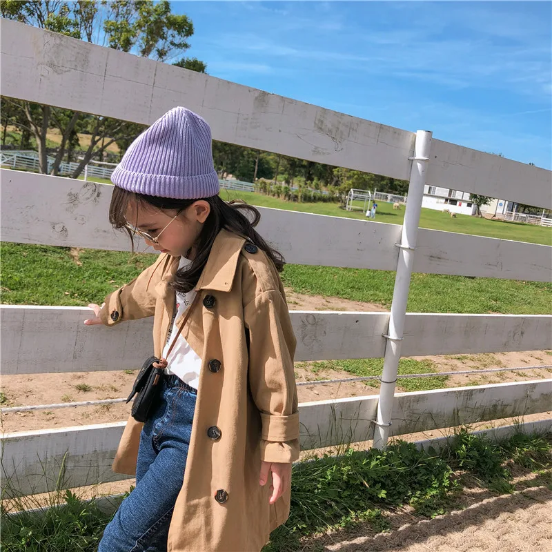 

2019 New Children Clothing Girls Fashion Big Brand Coat with Double-breasted Overcoats Little Kid Long Sleeve Casual Long Jacket