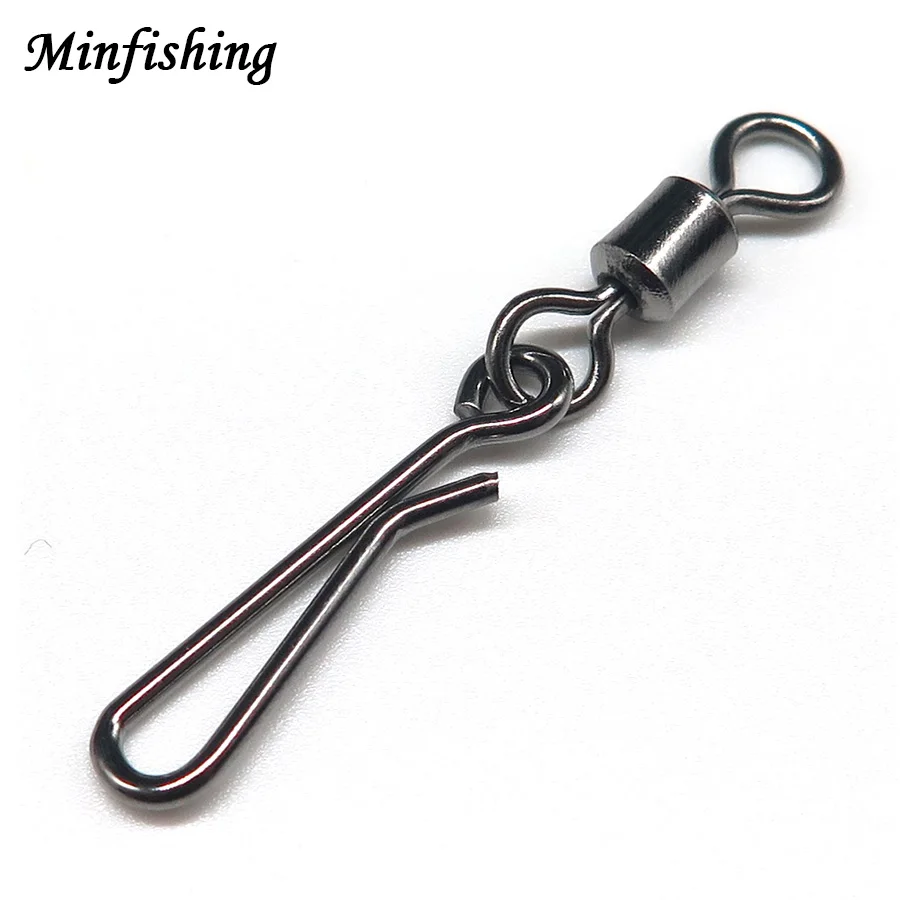 

Minfishing 50 pcs/lot Swivels MS+GS Fishing Swivel with Snap Hook Connector Rolling Swivel Fishing Hook Size 2,4,6,8,10