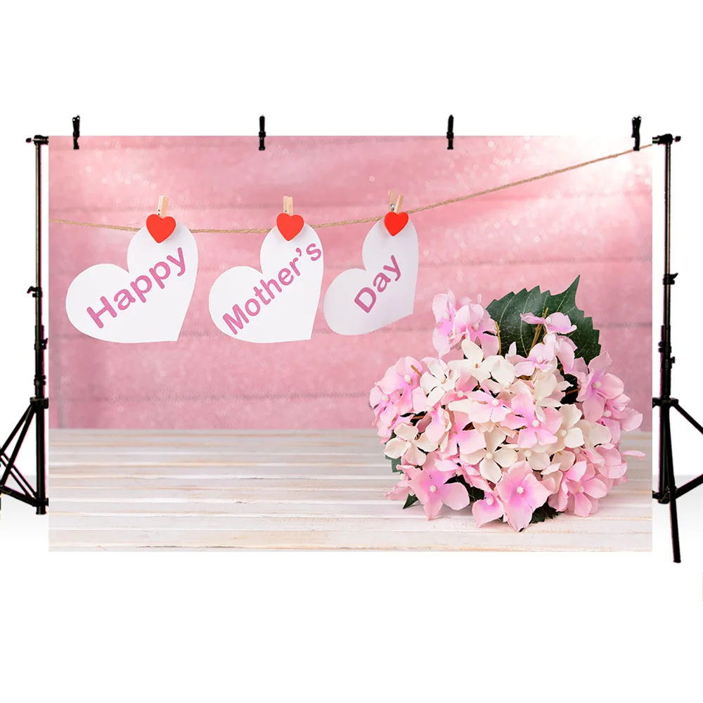 

Photography Backdrops of Celebration Festival Happy Mother's Day Background Pink Theme Backdrop Beautiful Flowers for Mother