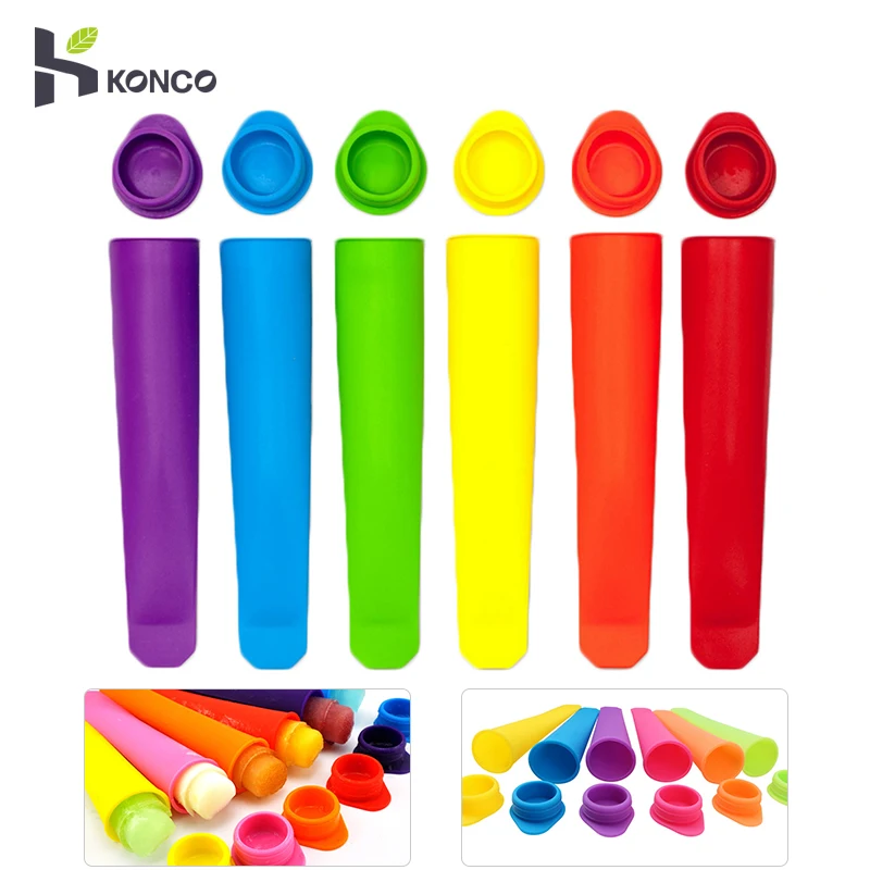 

KONCO 6 Pieces Silicone Ice Stick Molds Form for Ice Cream Maker DIY Summer Frozen Ice Cream Mold Kitchen Tools Popsicle Maker