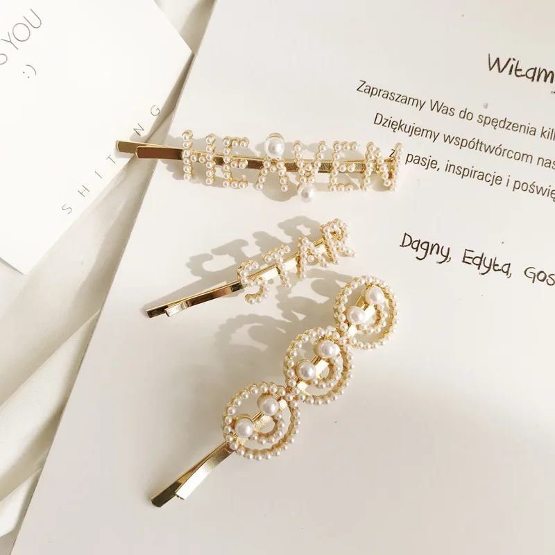 Hot Sale Women Girls Fashion Elegant Pearl Hair Clips alloy Hairpins Female Hair Styling Accessories F013