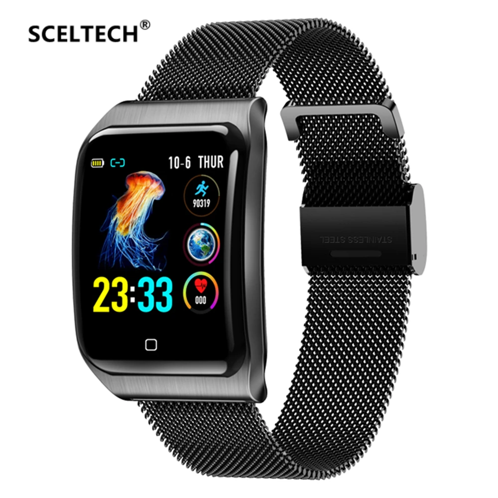 Online Reloj inteligente de Metal SCELTECH F9 para hombres IP68, resistente al agua, presión arterial, Monitor de sueño, reloj inteligente para Android iOS