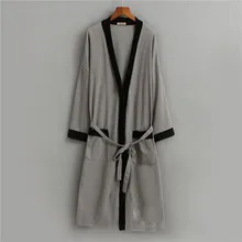 Модный халат размера плюс хлопковая ночная рубашка с v-образным вырезом для мужчин с поясом и длинным рукавом мужские халаты осень-зима Ds5082