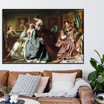 

No frame classical court figures dame noble party canvas printings oil painting printed on cotton wall art decoration pictures