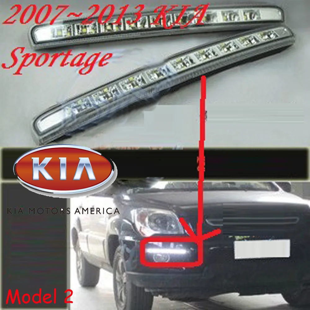 2007~ 2013 KIA sportage Дневной светильник, к вашей двери! Светодиодный, KIA sportage туман светильник, 2 шт./компл., цвет: белый/белый+ синий проигрывания