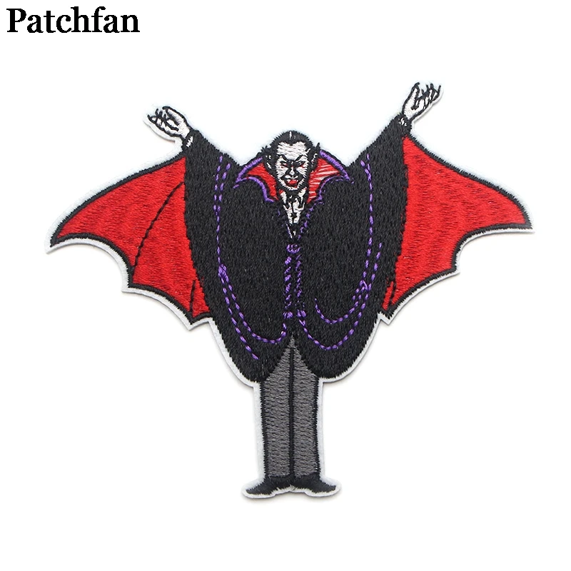 

Patchfan Dracula applique patches diy iron on para shoe jeans bag shirt clothes accessory punk stickers embroideried badge A1986