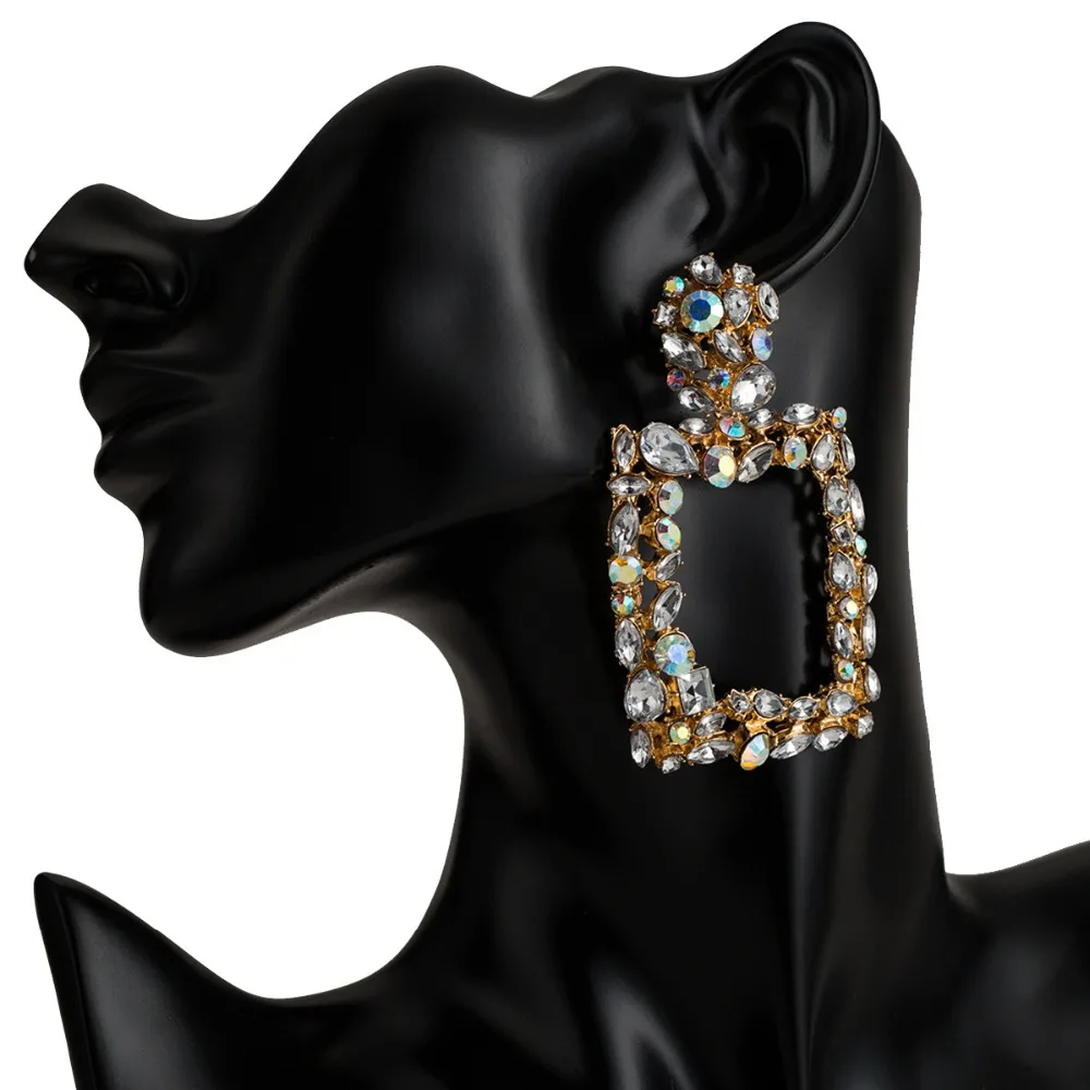 

Fashion Big Vintage Earrings for Women European Geometric Statement Rhinestone Drop Earrings Women Drop Dangle Earring Jewelry