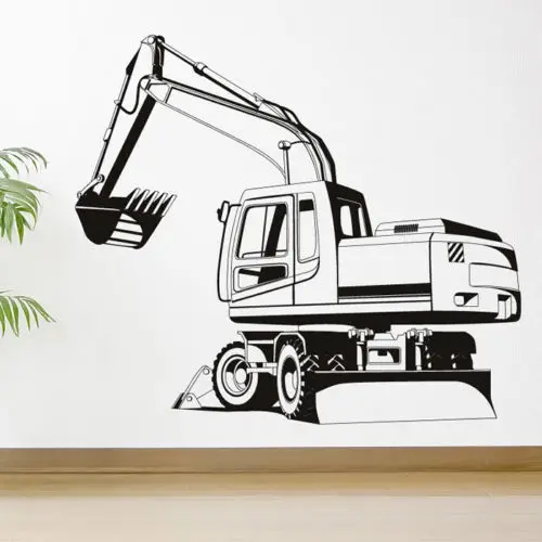

Construction Wall Sticker Digger Vinyl Wall Decal Boys Bedroom Home Decoration Modern Design Construction Wall Art Mural AY891