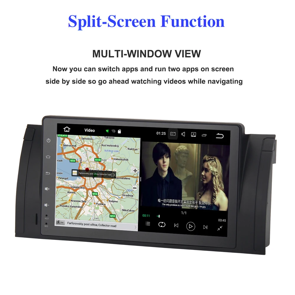 Perfect 1 din Car Radio GPS Android 8.0 for BMW E39 E53 X5 Navigation with 9" IPS Touch Screen Head unit Multimedia Built-in Wifi RDS 15