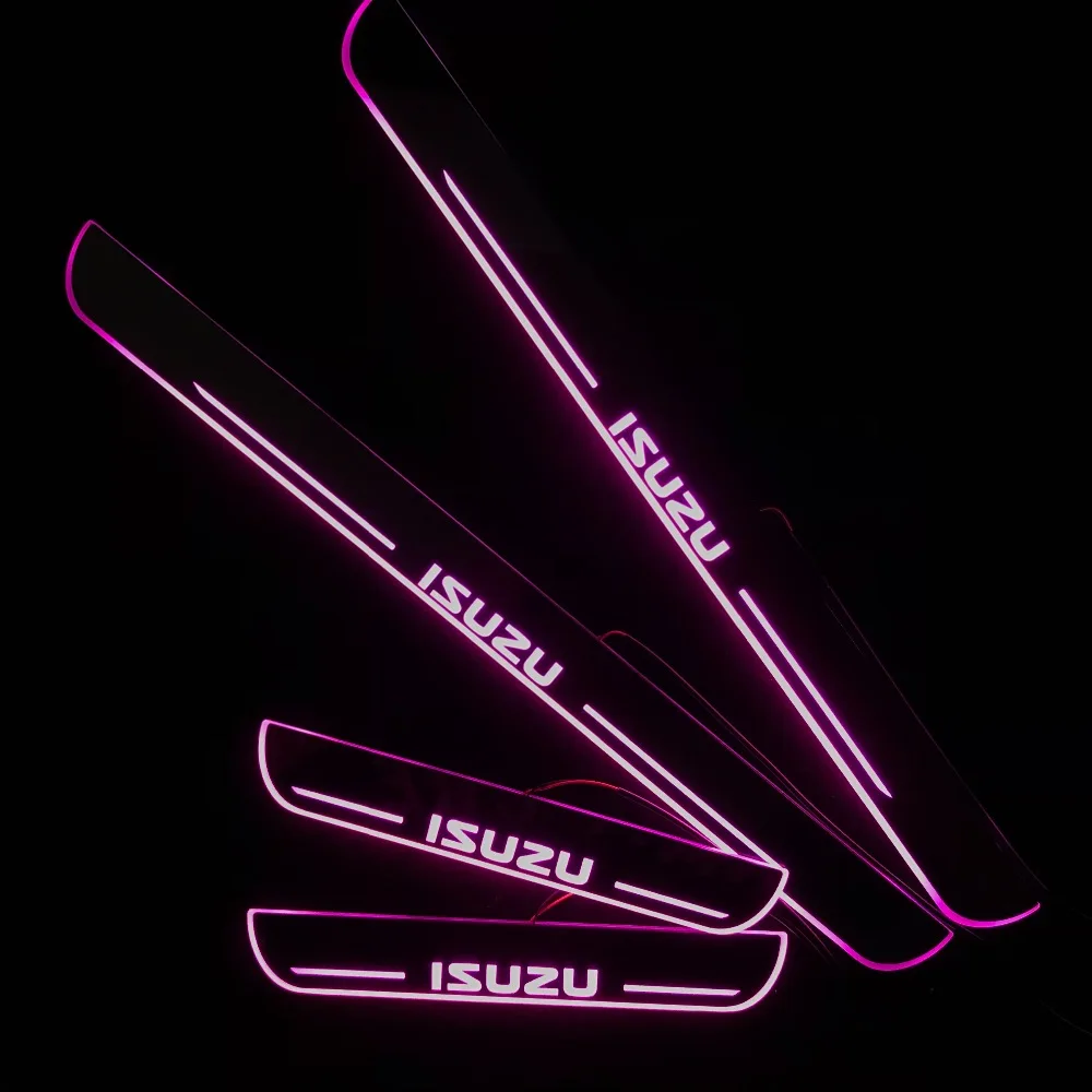 RQXR led движущиеся двери потертости для Isuzu серии динамический порог пластина плоский накладной поток/фиксированный свет, 4 шт