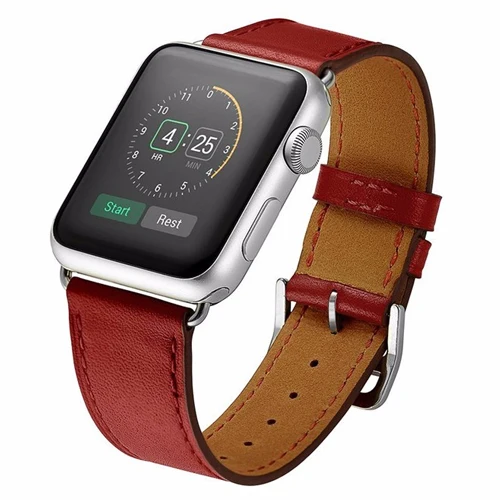 Хохлатый ремешок для apple watch 3 42 мм 44 мм iwatch серии 4 3 2 1 40 мм 38 мм из натуральной кожи один тур Браслет - Цвет ремешка: red