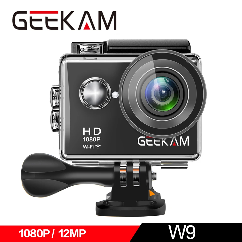 GEEKAM W9 Экшн-камера Ultra HD 1080P 12MP Wi-Fi 2," водонепроницаемая камера для записи видео на Шлем s Sport Cam