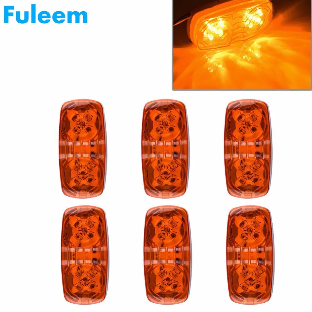 

Fuleem 6PCS 4inch AMBER Trailer Marker LED Light Double Bullseye 10LED Clearance Light Lamp 12v Waterproof