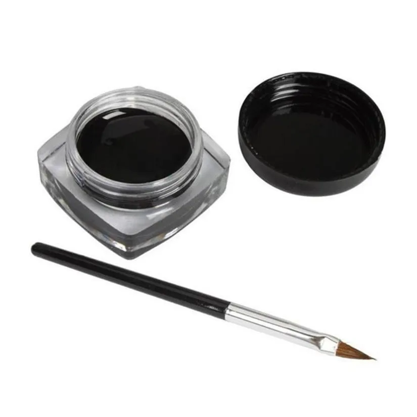 

2017 2 PCS Mini Eyeliner Gel Cream With Brush Makeup Cosmetic Black Life Waterproof