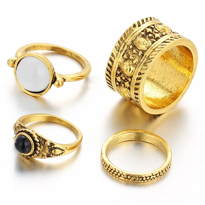 Aliexpress.com : Buy 4PCS Simple cameo Rings Set for Women Party Gold