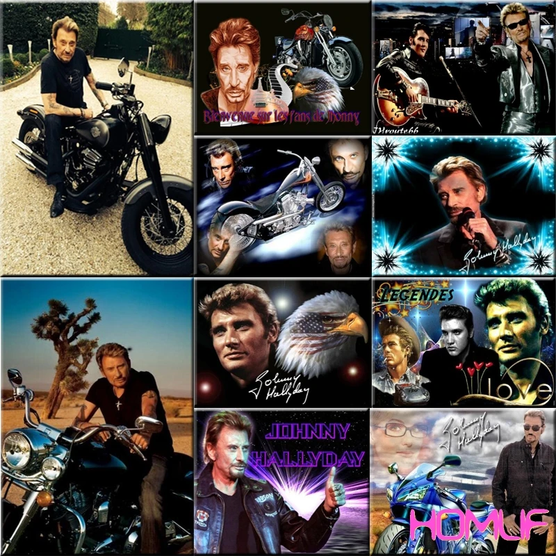 Diamond Embroidery Rock Star Johnny Hallyday Mosaic Painting Cross Stitch Picture Of Rhinestones | Дом и сад