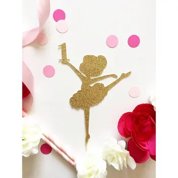 

glitter custom Ballerina Age number or letter cupcake toppers Food Picks girls birthday party cake decors