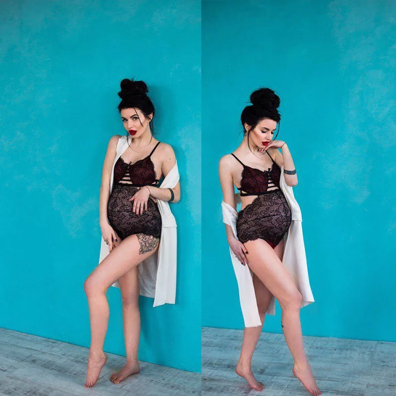 Babydoll/Женская пикантная одежда для сна Сетчатое платье с разрезом спереди длинная